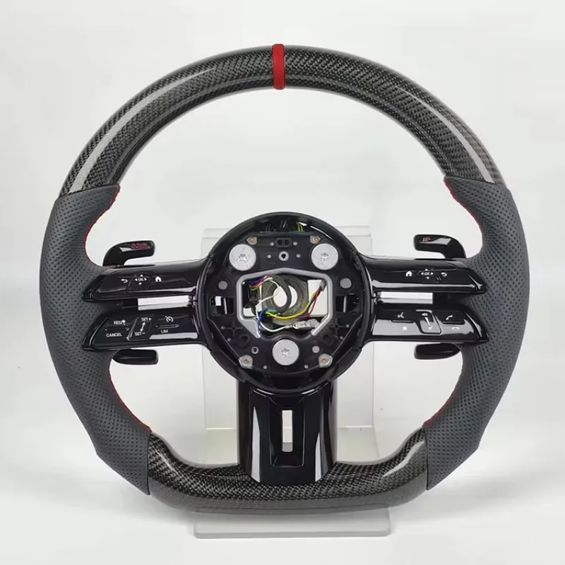Sport Carbon Fiber Black Fat Bottom Car Steering Wheel W204 W205 W212 W176