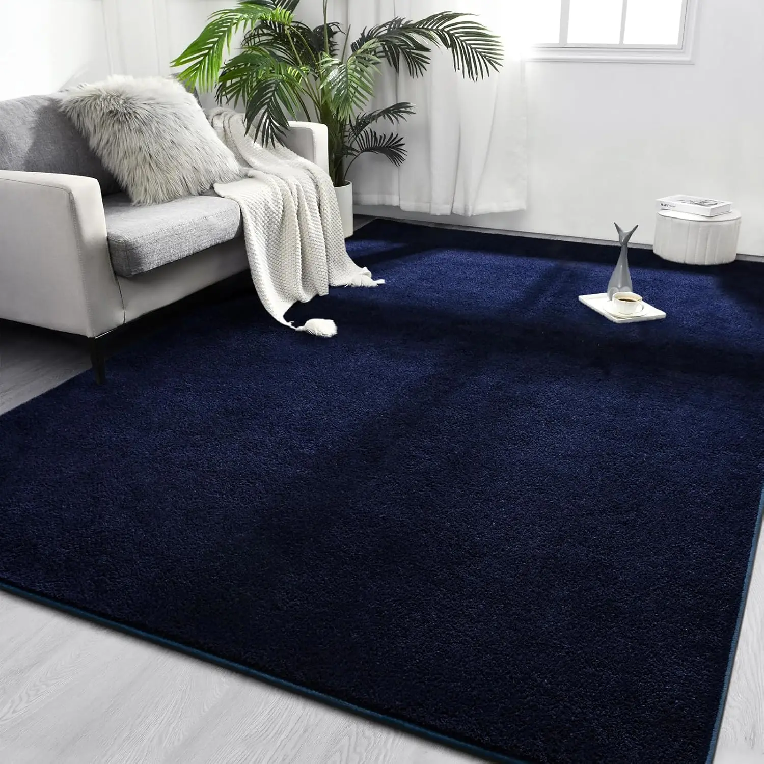 

4x6 Navy Blue Soft Thick Memory Foam Area Rugs for Bedroom Living Room Modern Minimalist Carpet Home Décor