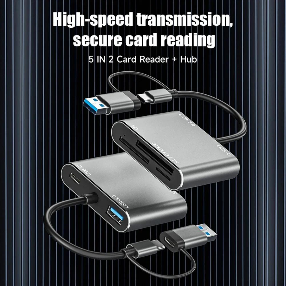 New USB 3.0 Memory Card Reader 5 In1 USB-C to TF SD XQD Card Reader Adapter for IPhone 15 Pro/Max MacBook Pro/Air 2023