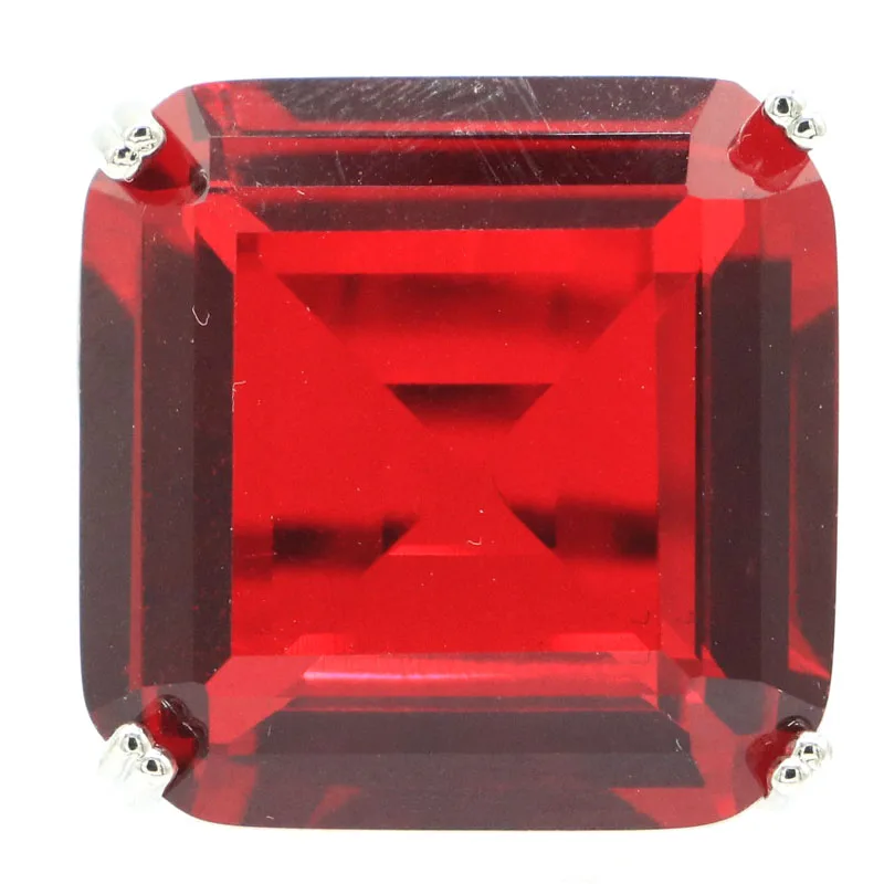 Buy 4 Get 1 Free 22x22mm Big Gemstone Violet Tanzanite Red Blood Ruby Green Peridot London Blue Topaz CZ Dating Silver Rings