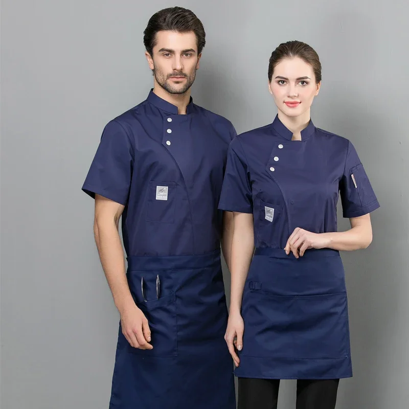 Zomer Dames En Heren Keukenrestaurant Kok Werkkleding Rood Chef-Uniform Wit Shirt Chef-Koksjack