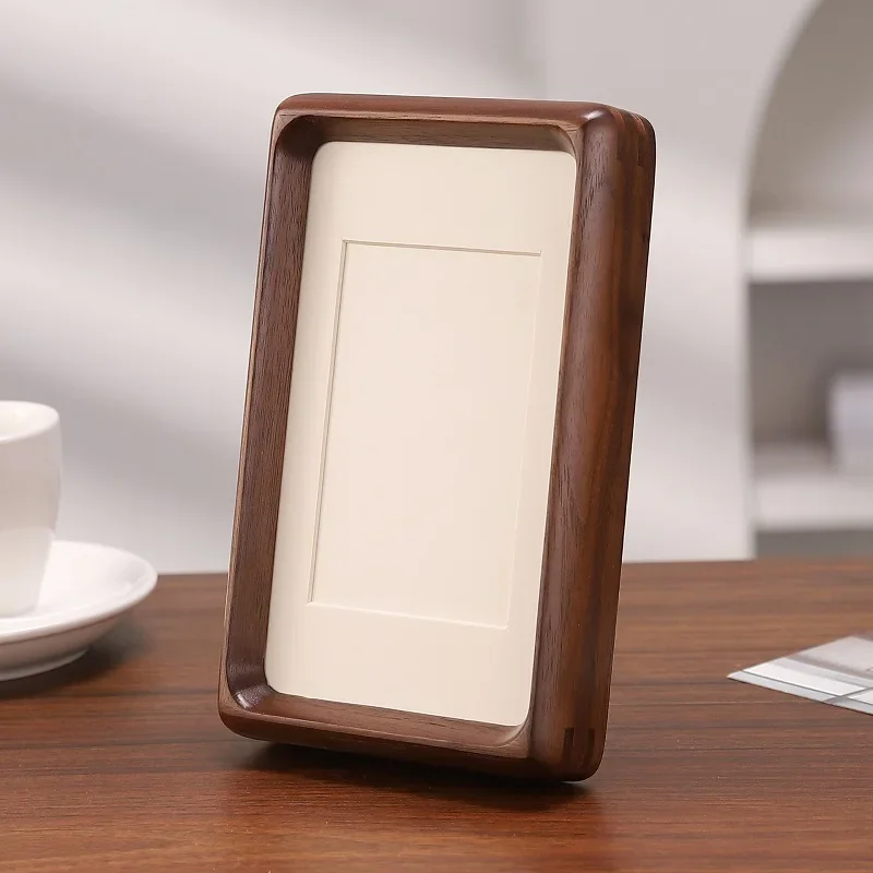 Solid Wood Black Walnut Photo Frame V Style Desktop Display Frame for Family Portraits Durable Picture Frame Home Decor