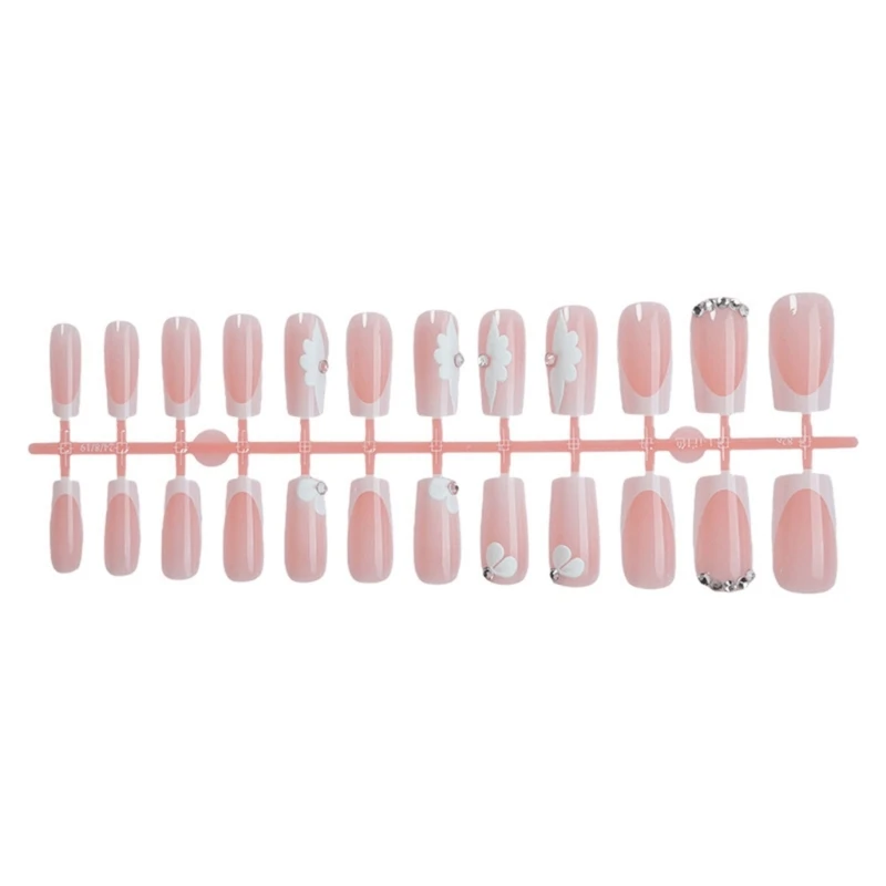 24pcs Long Square Press On False Manicure Set For Various Occasion R3MF