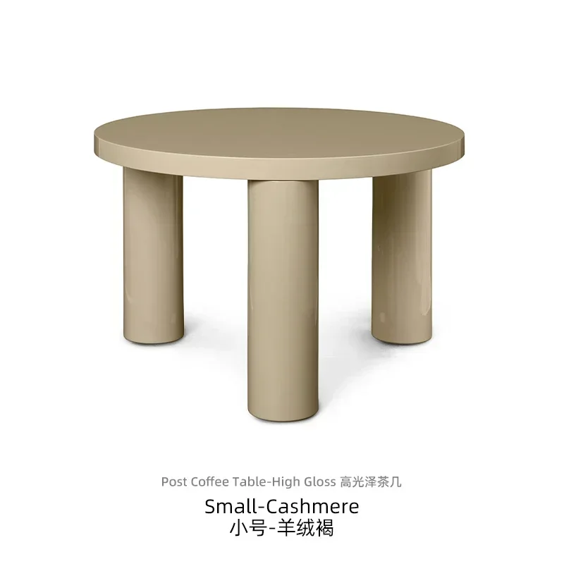 Cream glossy coffee table round small