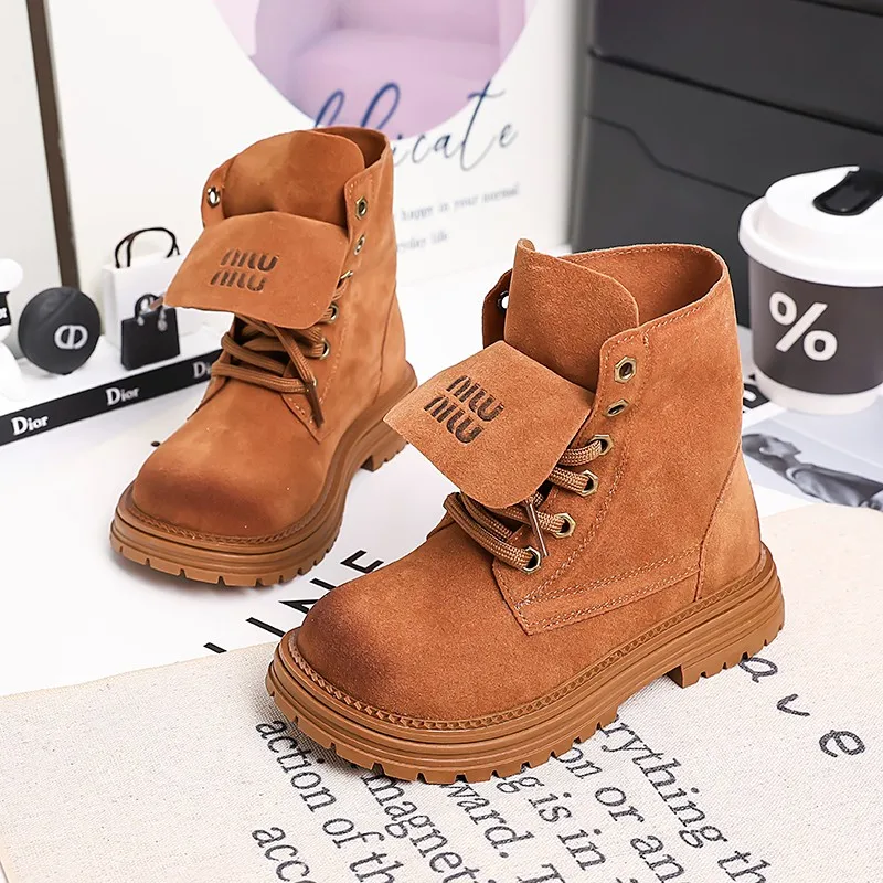 2024 Autumn New Children Short Boots for Girls Fashion Korean Style Soft Bottom Anti-slippery Casual Versatile Chic Leather Shoe