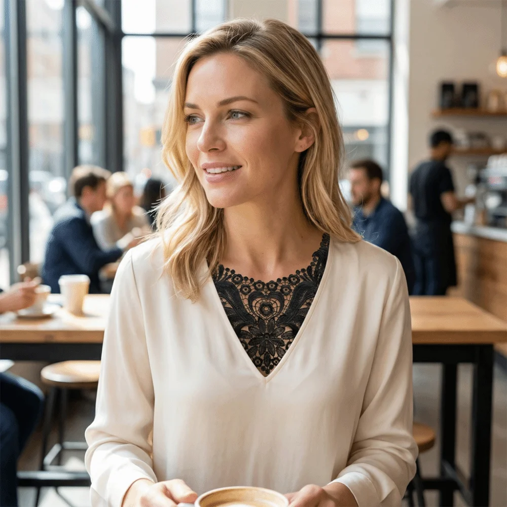 Gola Falsa de Renda Elegante e Delicada com Decote Vazado, Acessório de Vestuário, Acabamento de Renda DIY para Moda Feminina