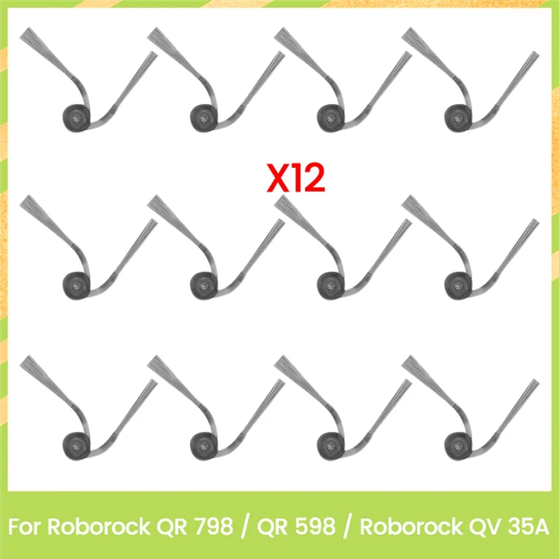 قطع غيار A85I-12PCS فرشاة جانبية قابلة للغسل لأجزاء المكنسة الكهربائية Roborock QV 35A / QR 598 / QR 798