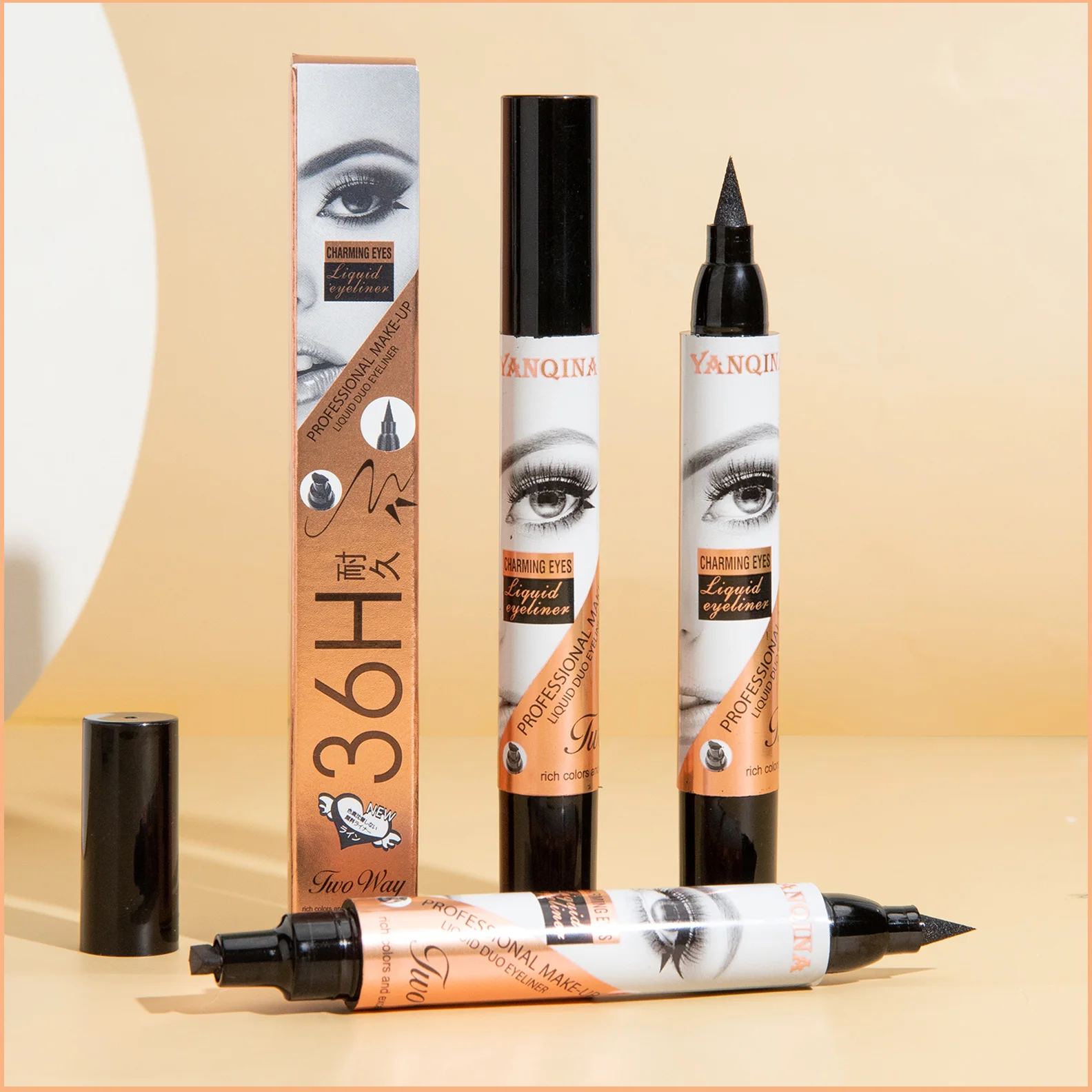 Stylo Eyeliner Liquide à Double Tête 2 en 1, Tampon à Ailes, Homme Paresseux, Maquillage, Cosmétiques