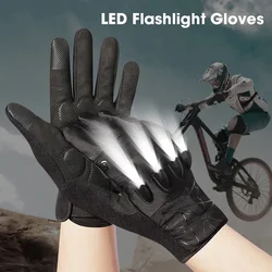 Savior Outdoor Sports Cycling Gloves Half Finger LED Gloves Nightview Rechargeable Flashlight Luminous Breathable Summer Spring