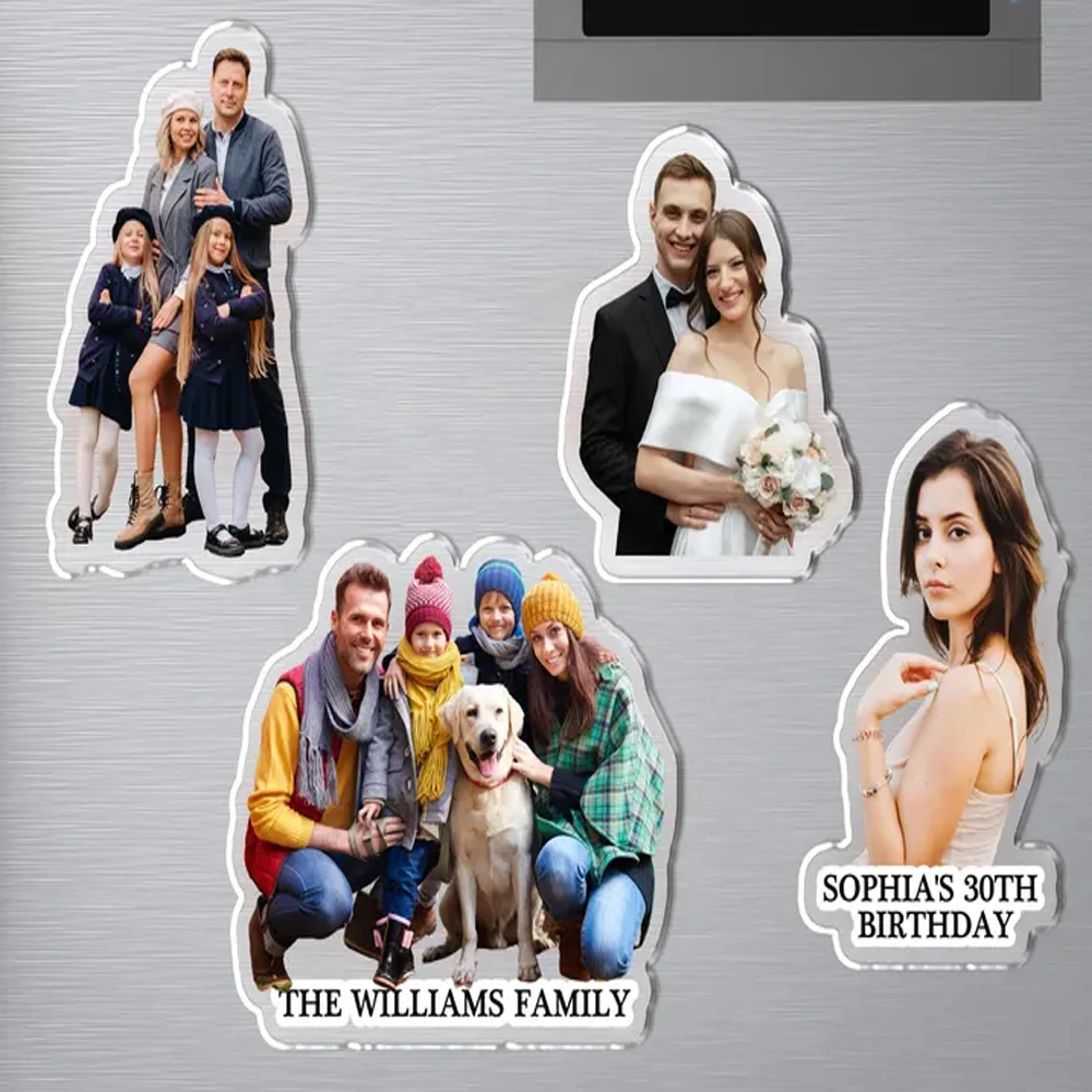 

Personalized Photo Magnet, Bulk Family Photo Fridge Magnets, Wedding Magnet with Text, Custom Acrylic Refrigerator Magnet, Birth