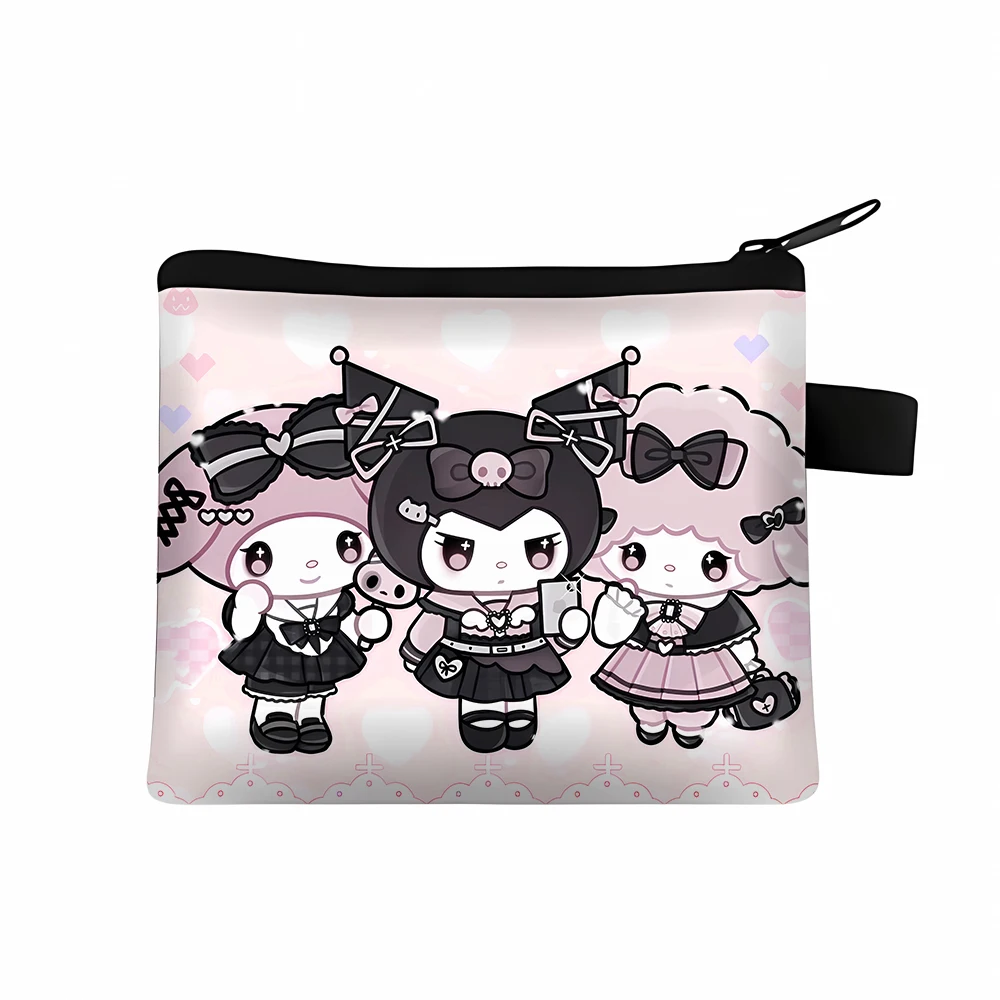 Sanrio Kuromi Coin Purse Cartoon Letter Bags Zipper Wallet Square Key Card Bag Children Storage Pocket Fashion Pack Card Holder