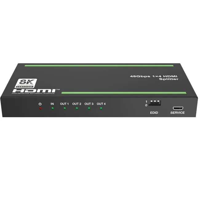 متوفر في المخزون 48 جيجابت في الثانية 1 × 4 HDMI Splitter Auto Downscaling HDR إلى SDR تحويل تلقائي على جميع المخرجات يمكن أن تعمل بشكل جيد مع xbox أو PS5