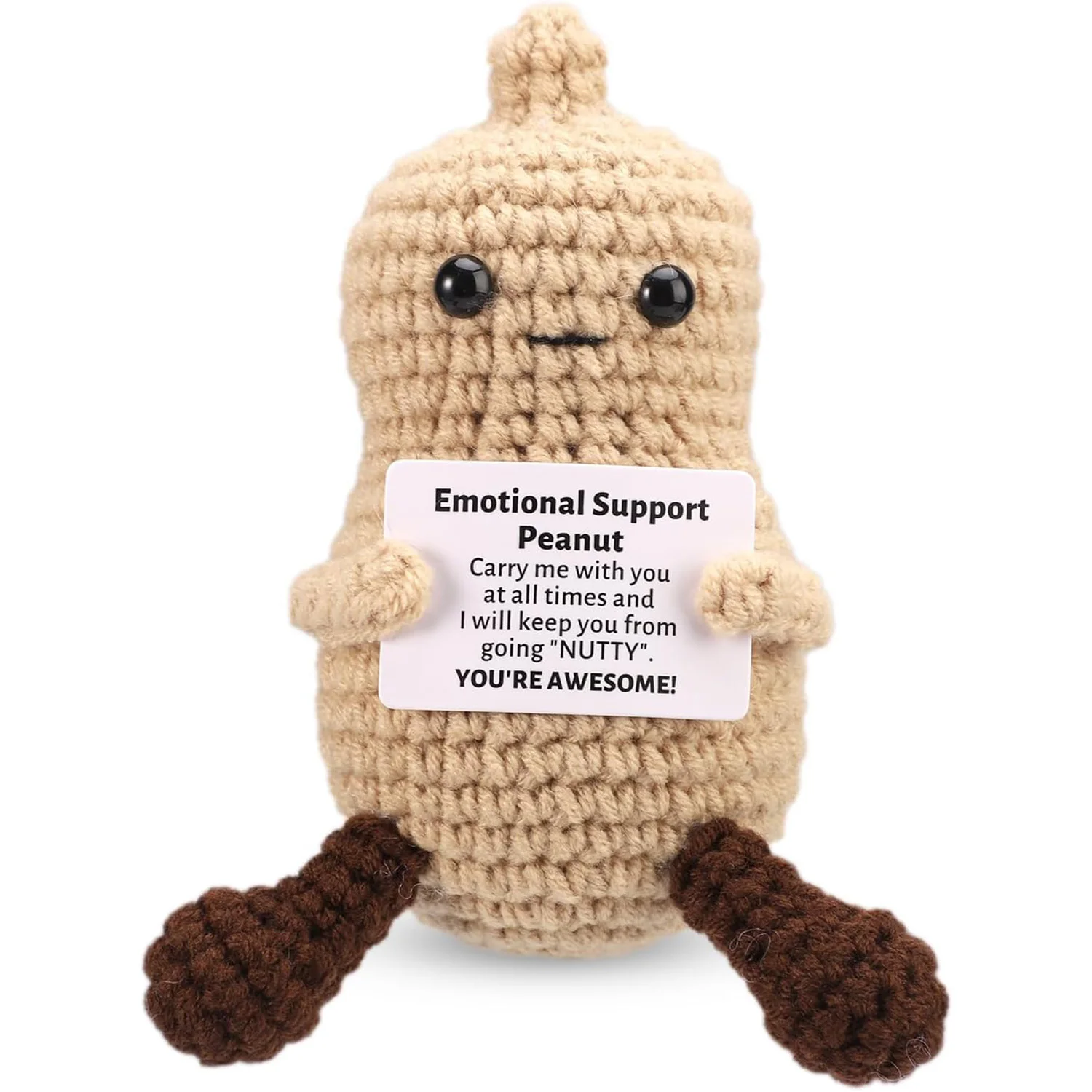 Funny Crochet Peanut Handmade Ornaments Emotional Support With Card Desktop Ornament Handmade Knitte Peanut Gift Home Decor