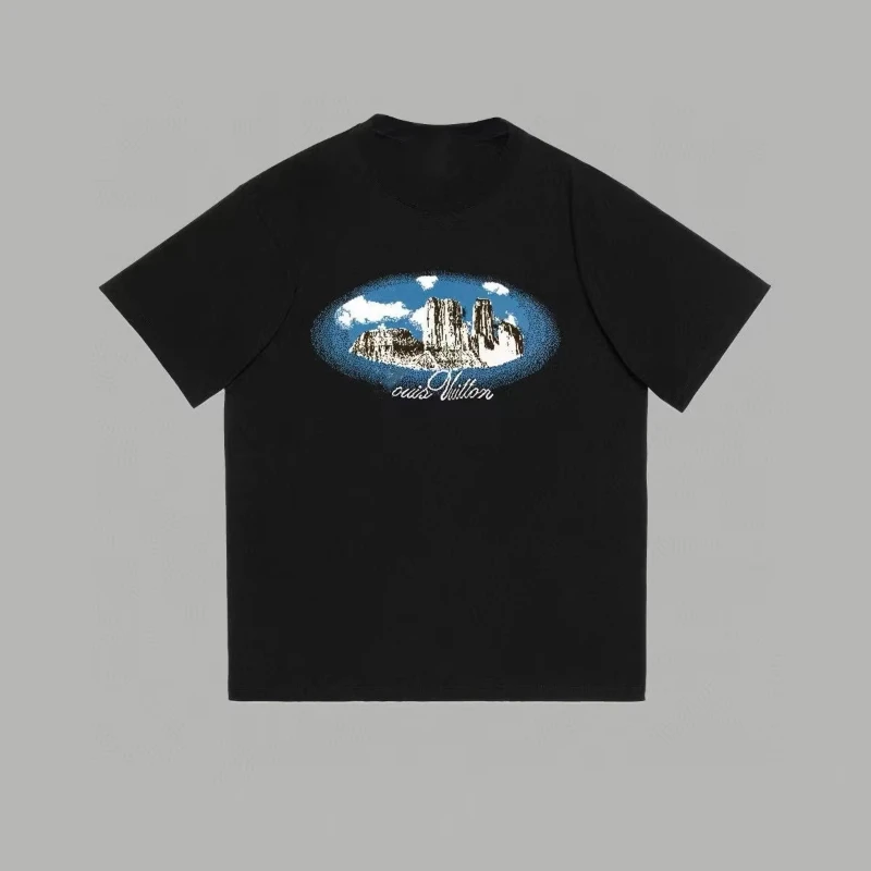 

2025 New Style Landscape Logo Cotton Print Men and Women with The Same Casual Loose Short-sleeved T-shirt Clothes