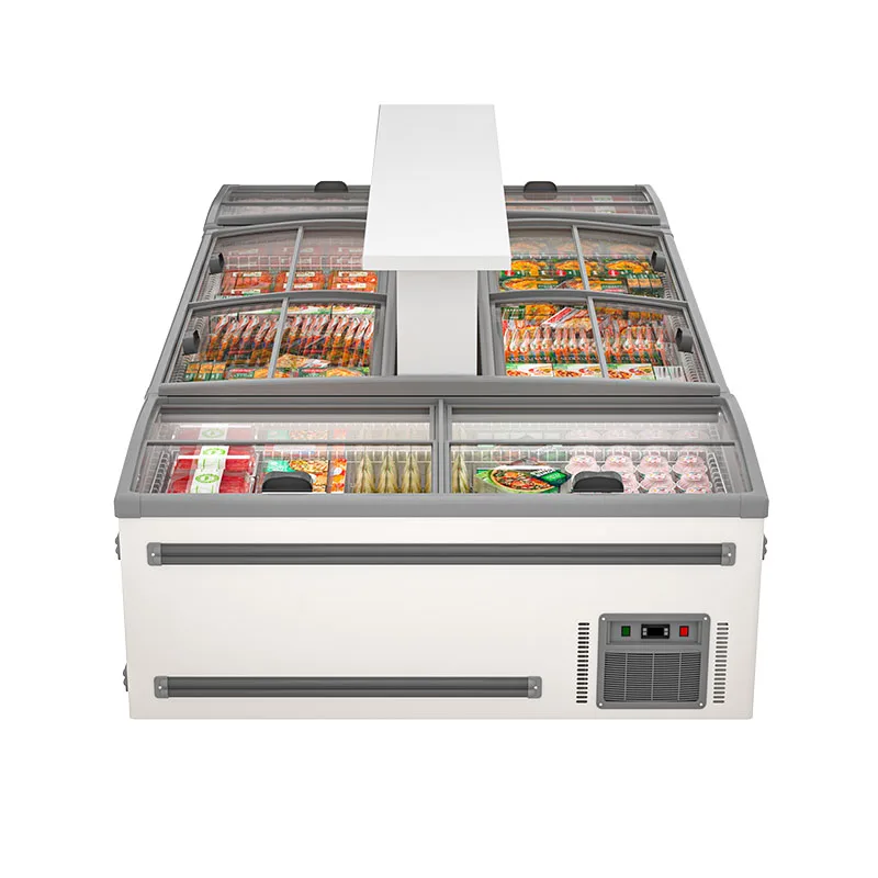 FL Island Style Refrigerated Cabinet Commercial Open Chest Fridge For Shopping Center Frozen Meat Grocery Display Cabinet