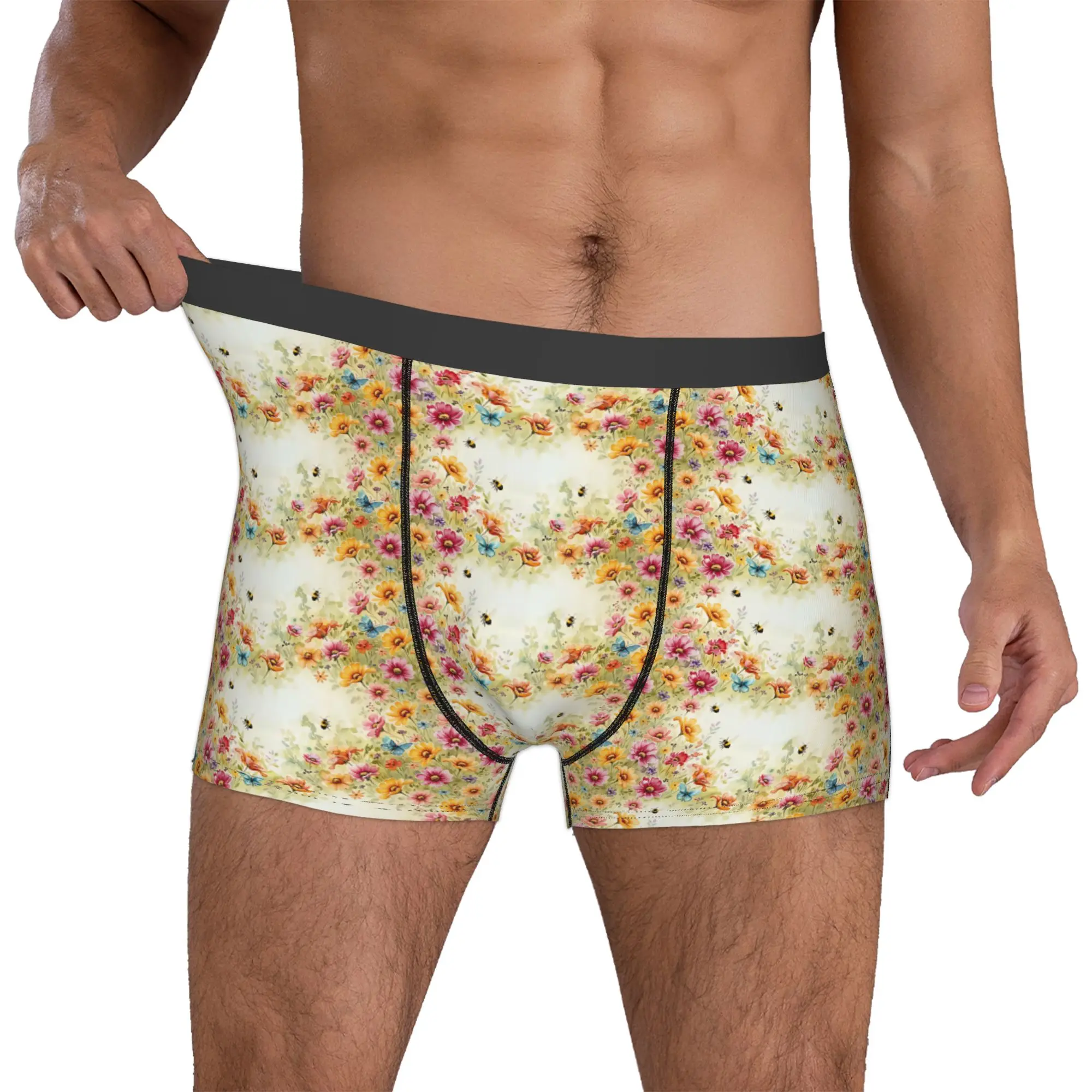 Novelty Luxury High 3D Floral Boxers Shorts Panties Male Underpants Comfortable Fashion Trend 3D Flowers Briefs Underwear