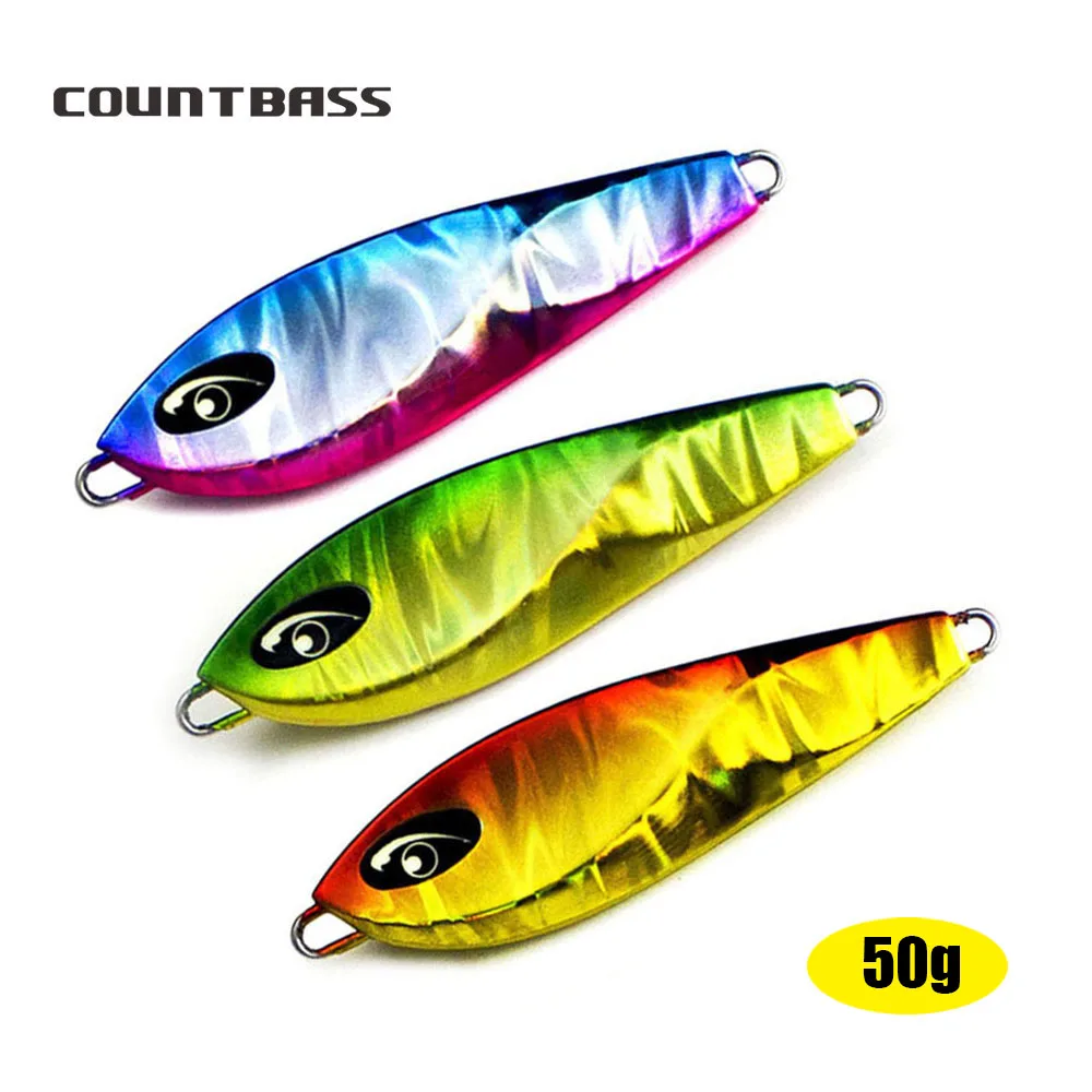 COUNTBASS 3PCS 50g 1.8oz S2 Slow Jigging Lure, Japanese Style Saterwater Metal Fishing Bait With Lumious Eyes