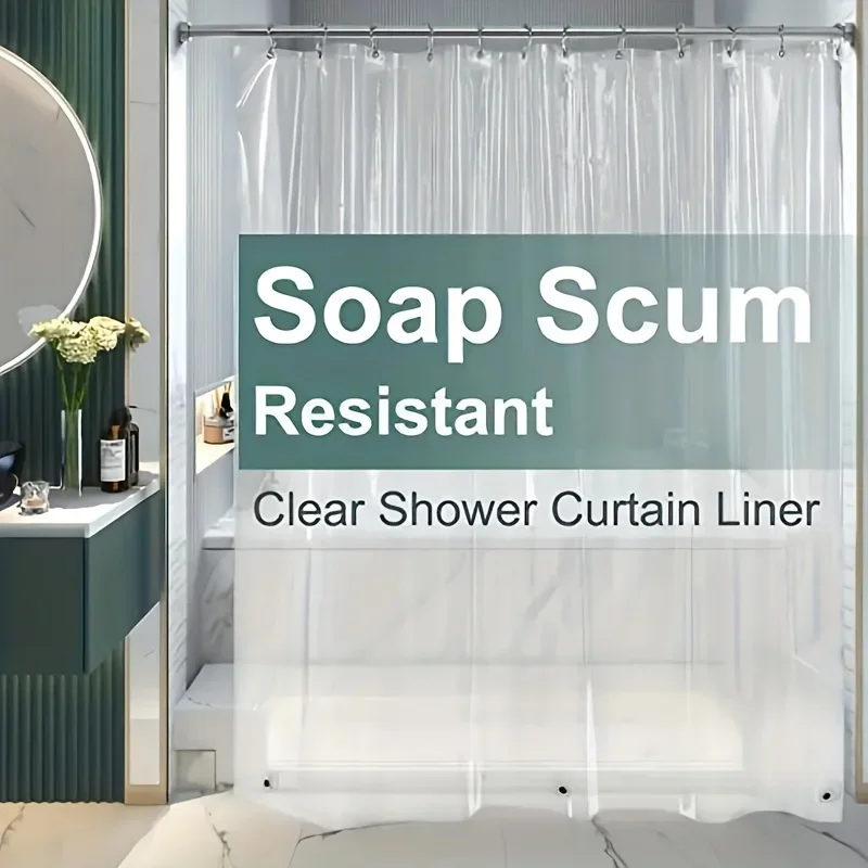1pc Waterproof Shower Curtain Liner with Magnets - Transparent Bathroom Accessory for a Clean and Fresh Look
