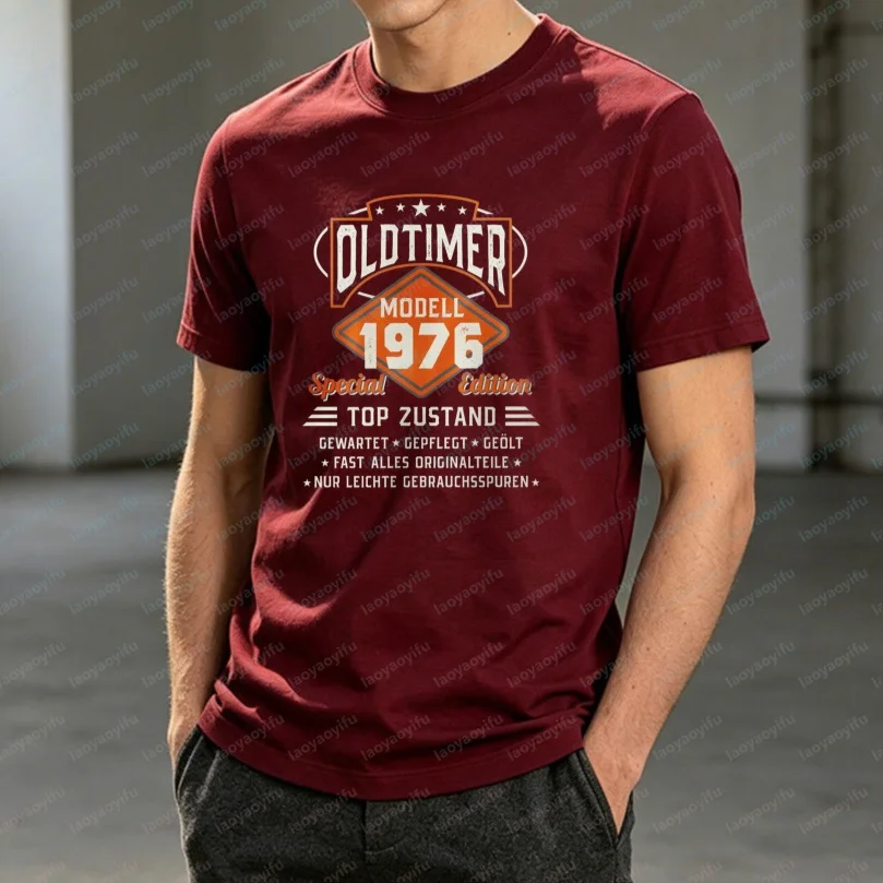Classic Oldtimer 1976 Special Edition Print Tops Premium Breathable Cotton O-neck Tee 1976 Birth Year Birthday T-shirt Fun Gift