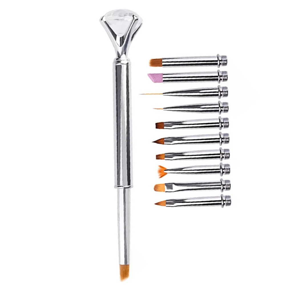 

10pcs Brush Set Professional Manicure Pen Multifunctional Dotting Painting Tool For Gel Uv Builder Long Handle Lightweight Art