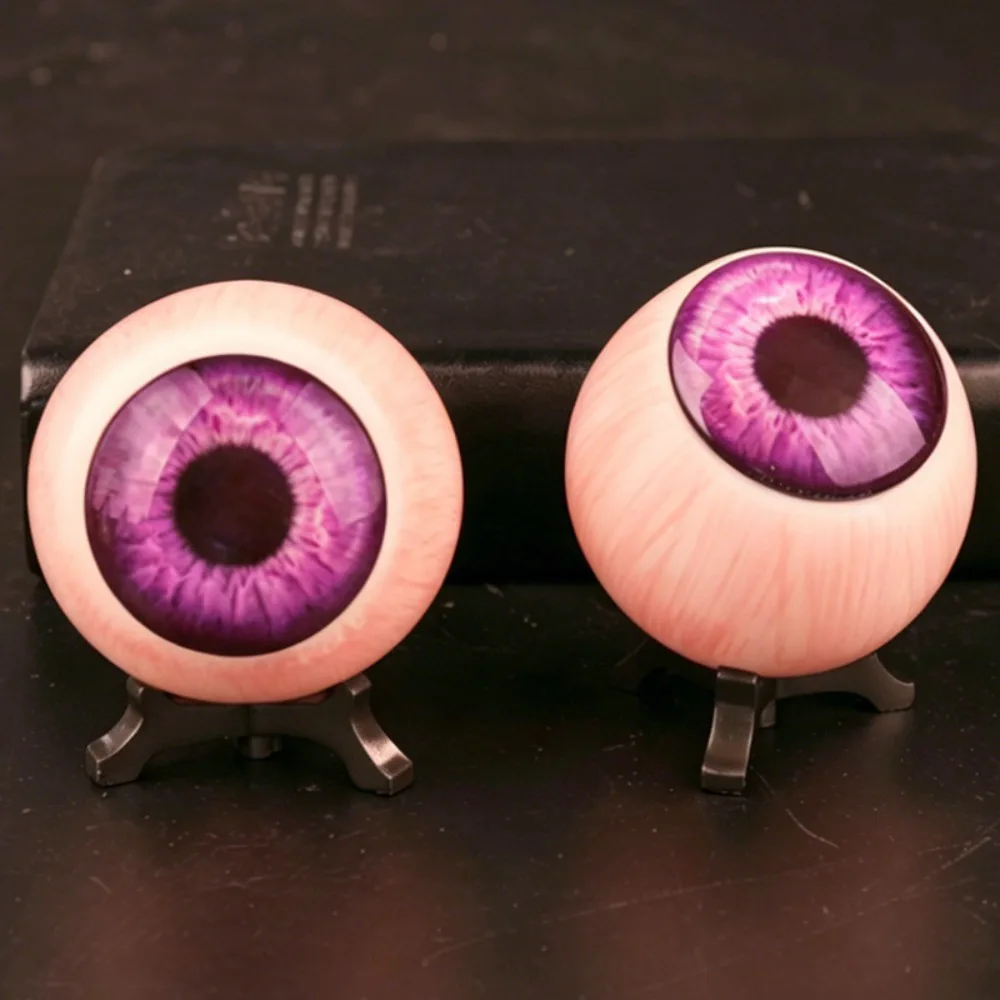 Resin Hyper-Realistic Monster Eyeball Ornament Gothic with Stand Creepy Monster Eyeball Sculpture Purple 3D Eyeball Figurine