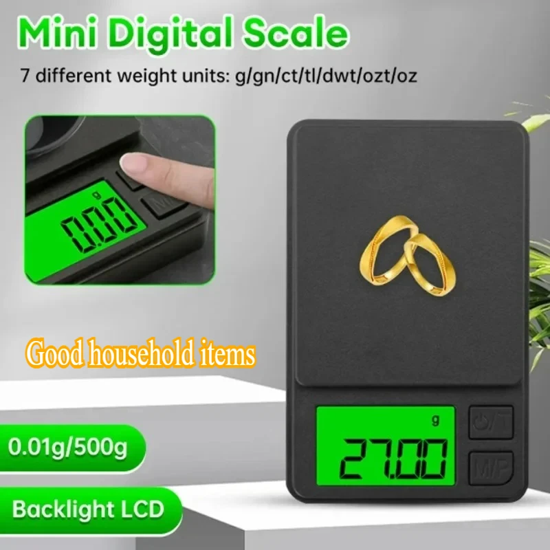 High-Precision Mini Pocket Scale - LCD Digital 1kg/0.1g 500g/0.01g, Jewelry Food Kitchen Scale with Backlight