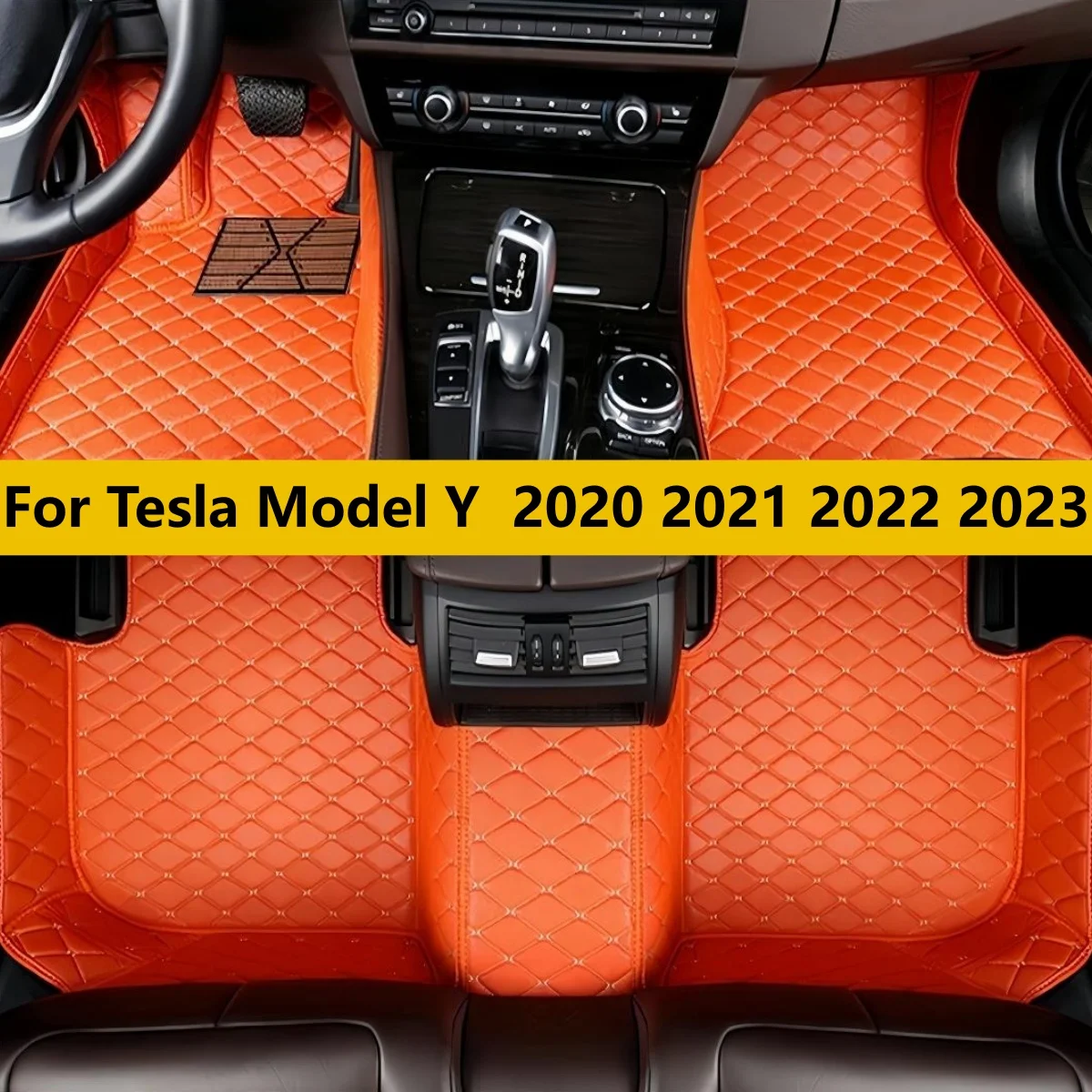 

Автомобильные коврики для Tesla Model Y 2020 2021 2022 2023, кожаные коврики для ног, ковровые покрытия для салона.