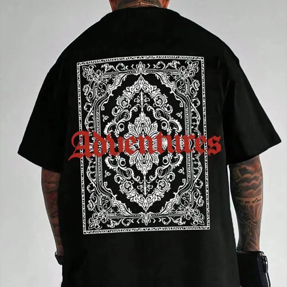 Persian Carpet Pattern IF YOU'RE SCARE YOU'RE DONE Graphic Print T-shirt Men Women O-neck Cotton Tee Loose Casual Oversized Top