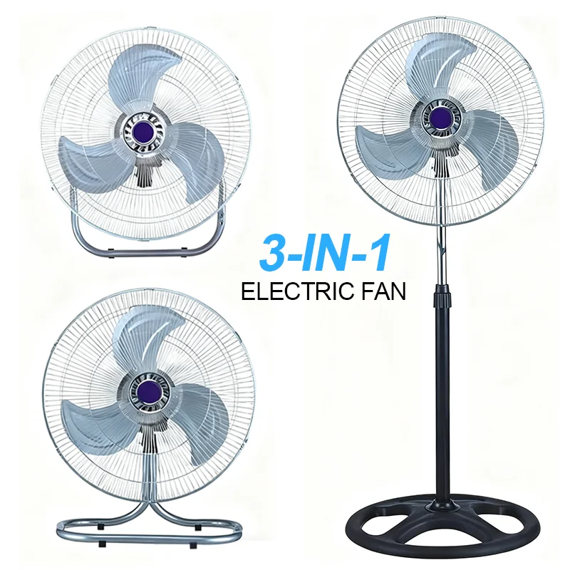 مروحة أرضية مقاس 18 بوصة، تدفق هواء قوي، زاوية واسعة، مروحة كهربائية صناعية هادئة، طاقة عالية لمستودع المكاتب المنزلية