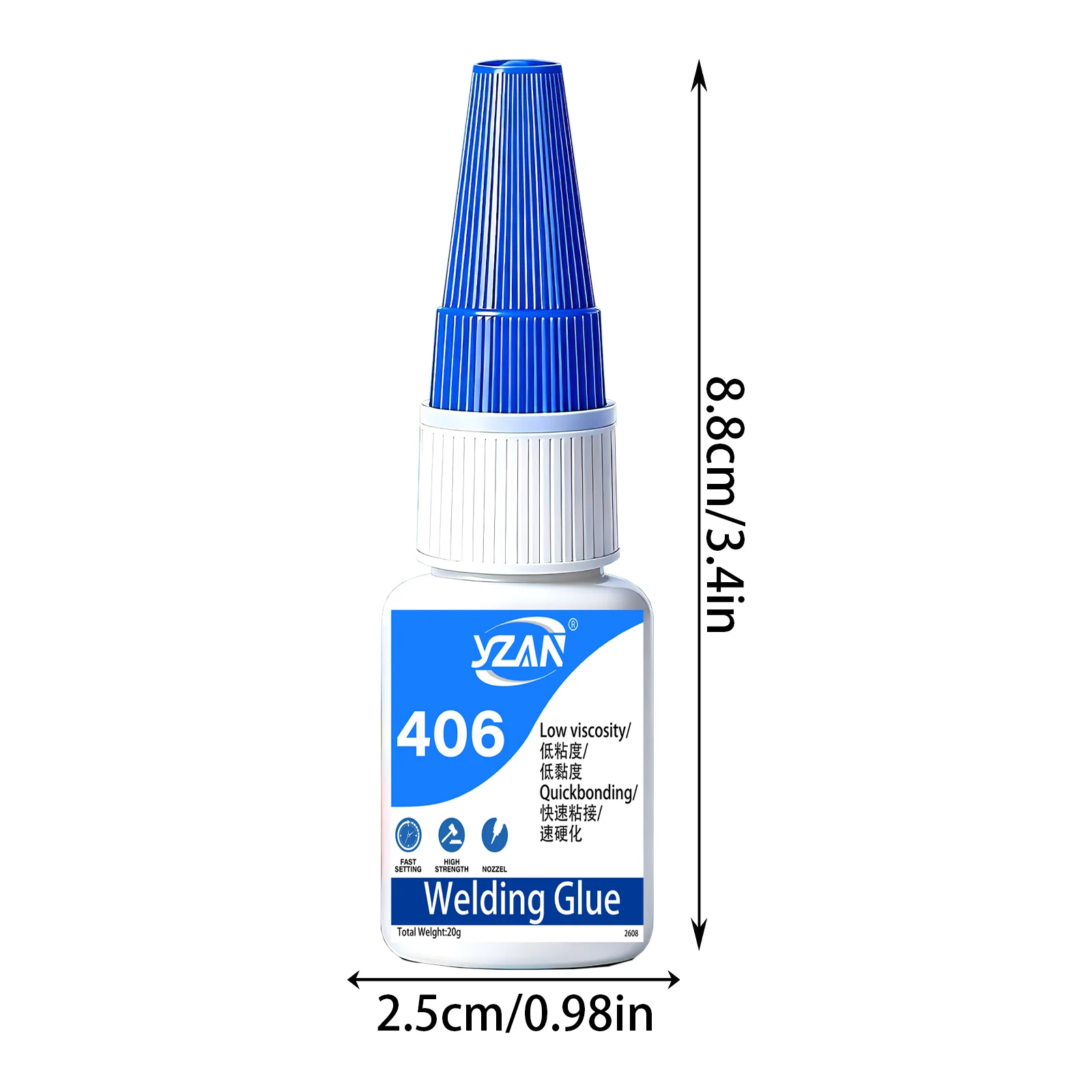 406 Instant Adhesive Super Glue 9Pcs 20g Fast Curing High Strength Waterproof Multipurpose for Metal Wood Plastic DIY Repair