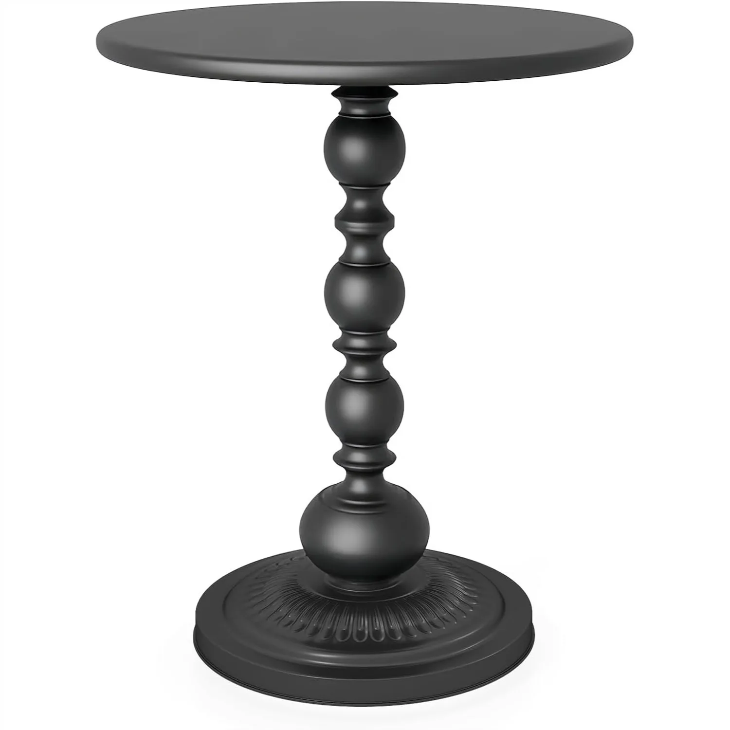 Metal Small End Table, Vintage Matte Black Round Side Table Nightstand for Bedside or Sofa, Accent Pedestal for Living Room