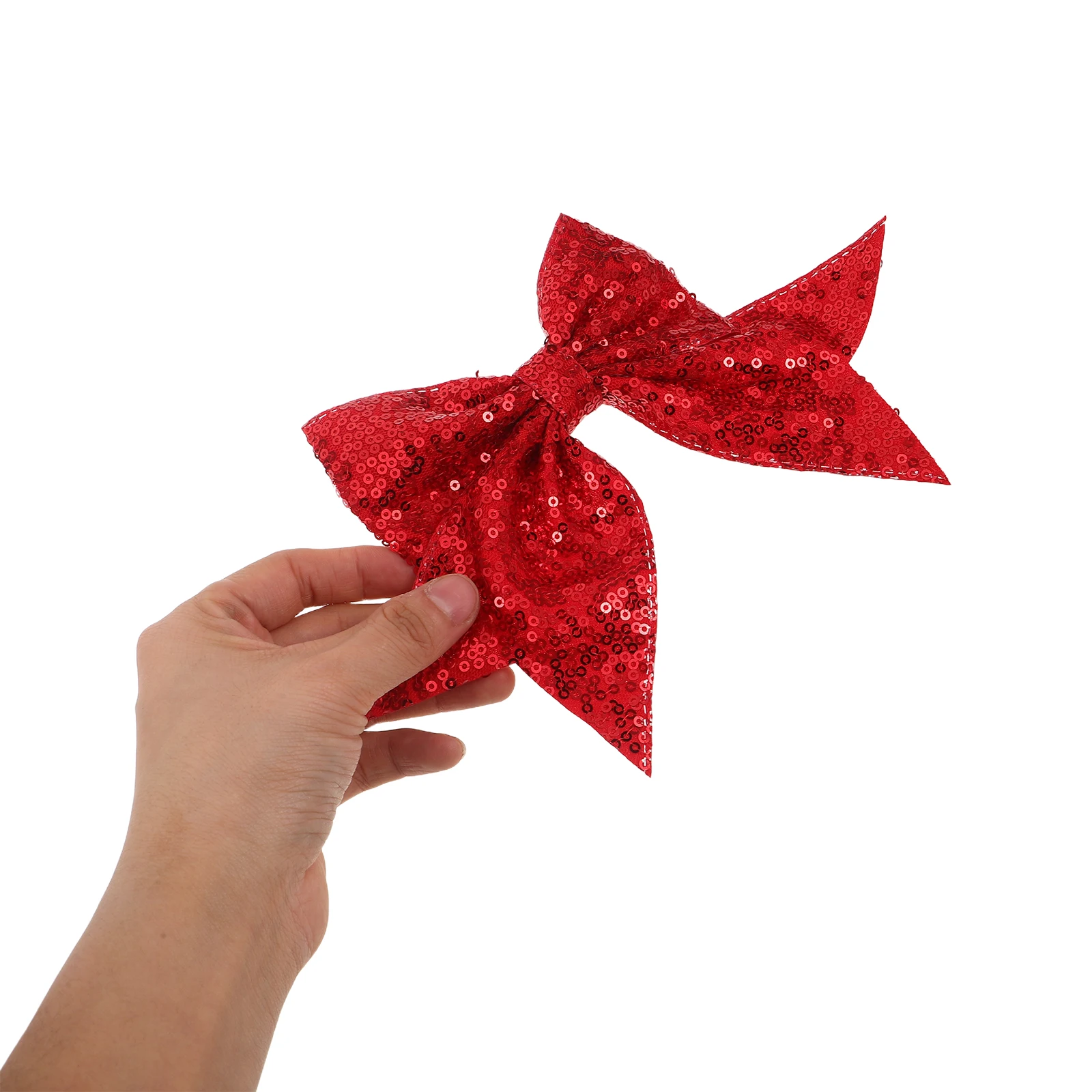 

6Pcs Bow Hair Clips Set Sparkly Sequin Bows with Ribbons Big Clip for Cheerleading Sports Competition Christmas Outfit Women