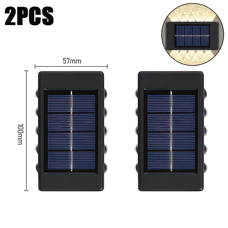 10-LED-wandlamp op zonne-energie Buiten waterdicht op zonne-energie Licht omhoog en omlaag verlichten huis tuin veranda tuindecoratie