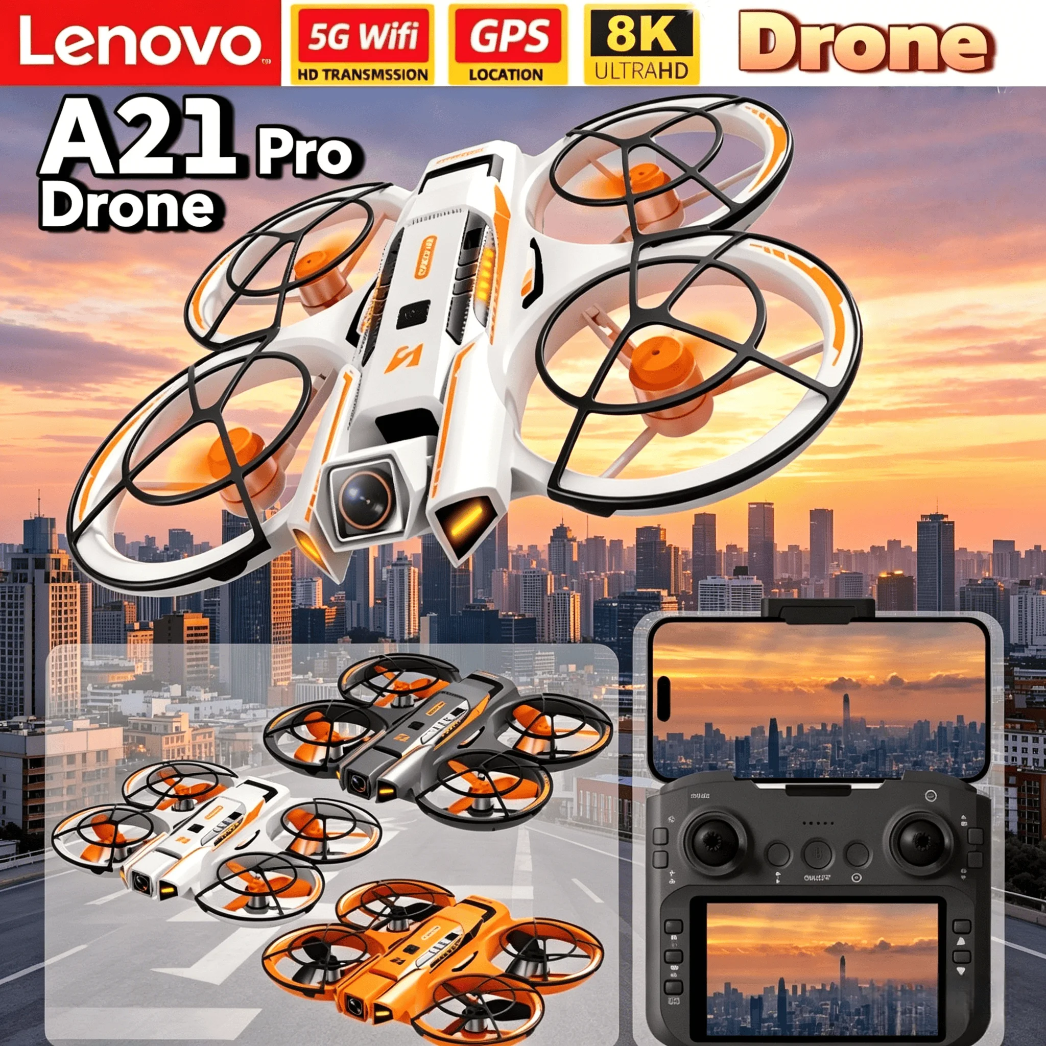

Lenovo A21Pro Drone, 8K GPS 5G HD Camera, Professional Aerial Photography Quadcopter, RC Aircraft UAV Toys