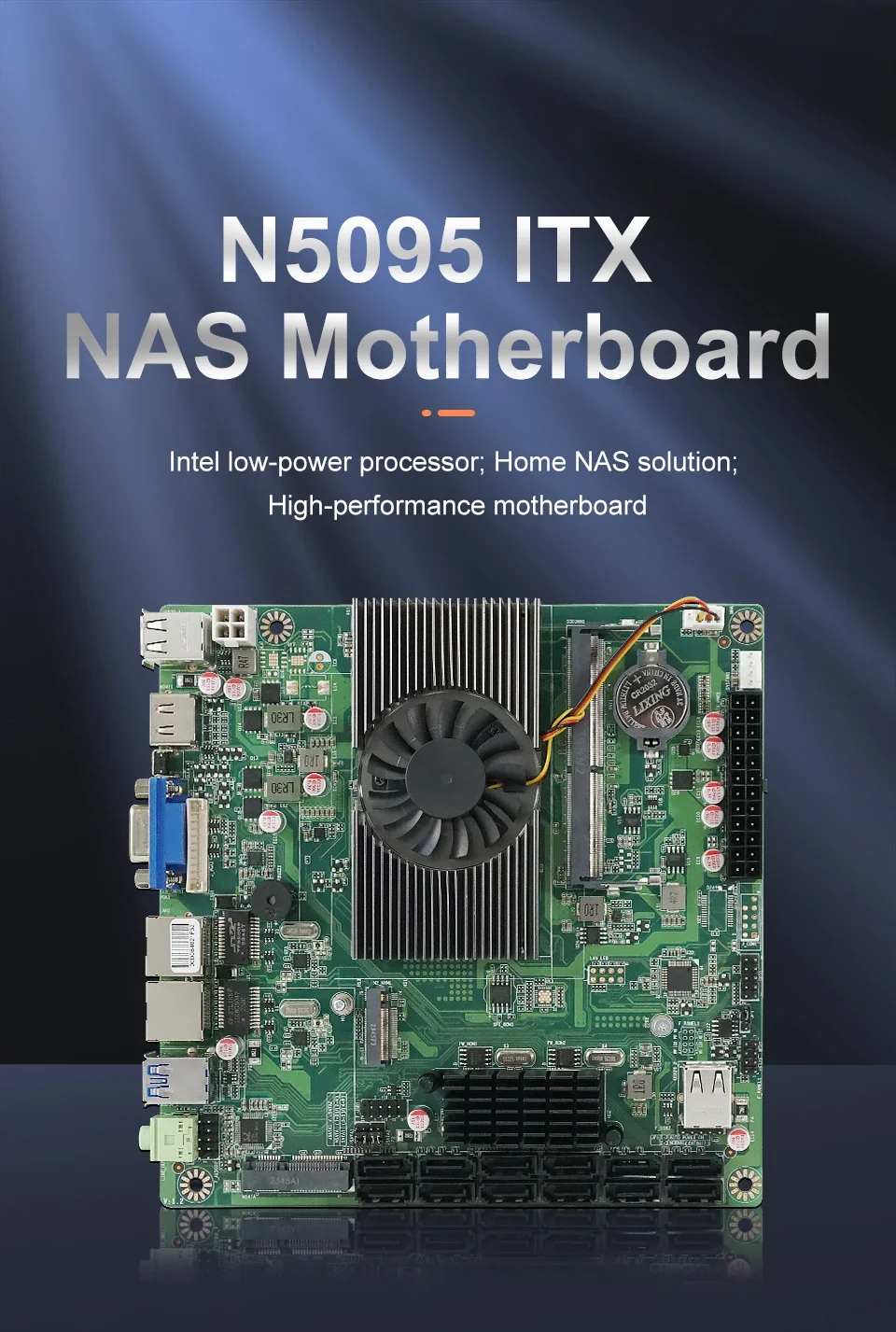 

ITX N5095 NAS Motherboard 12X7Pin SATA Supports DDR4 16G SODIMM PCIE3.0 2X M.2 SSD VGA HD Industrial Server Computer Motherboard