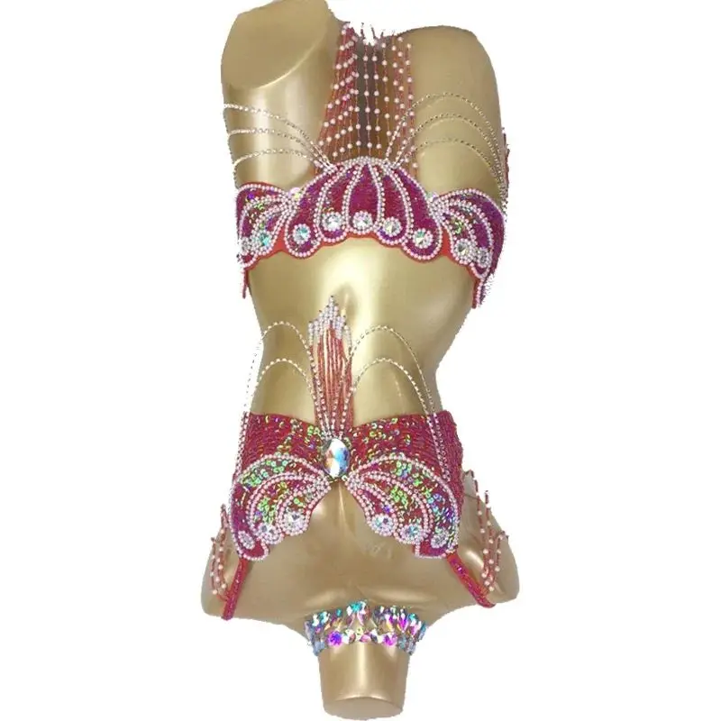 Женский костюм для танца живота из бисера, комплект с бюстгальтером + поясом, сексуальные женские карнавальные костюмы для танца живота, одежда для танца живота