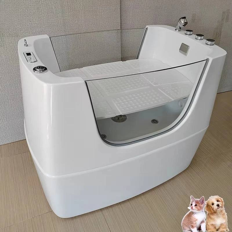 New Arrivals Dog Grooming Bath Spa Diode Whirlpool Acrylic Bubble Freestanding Pet Bath