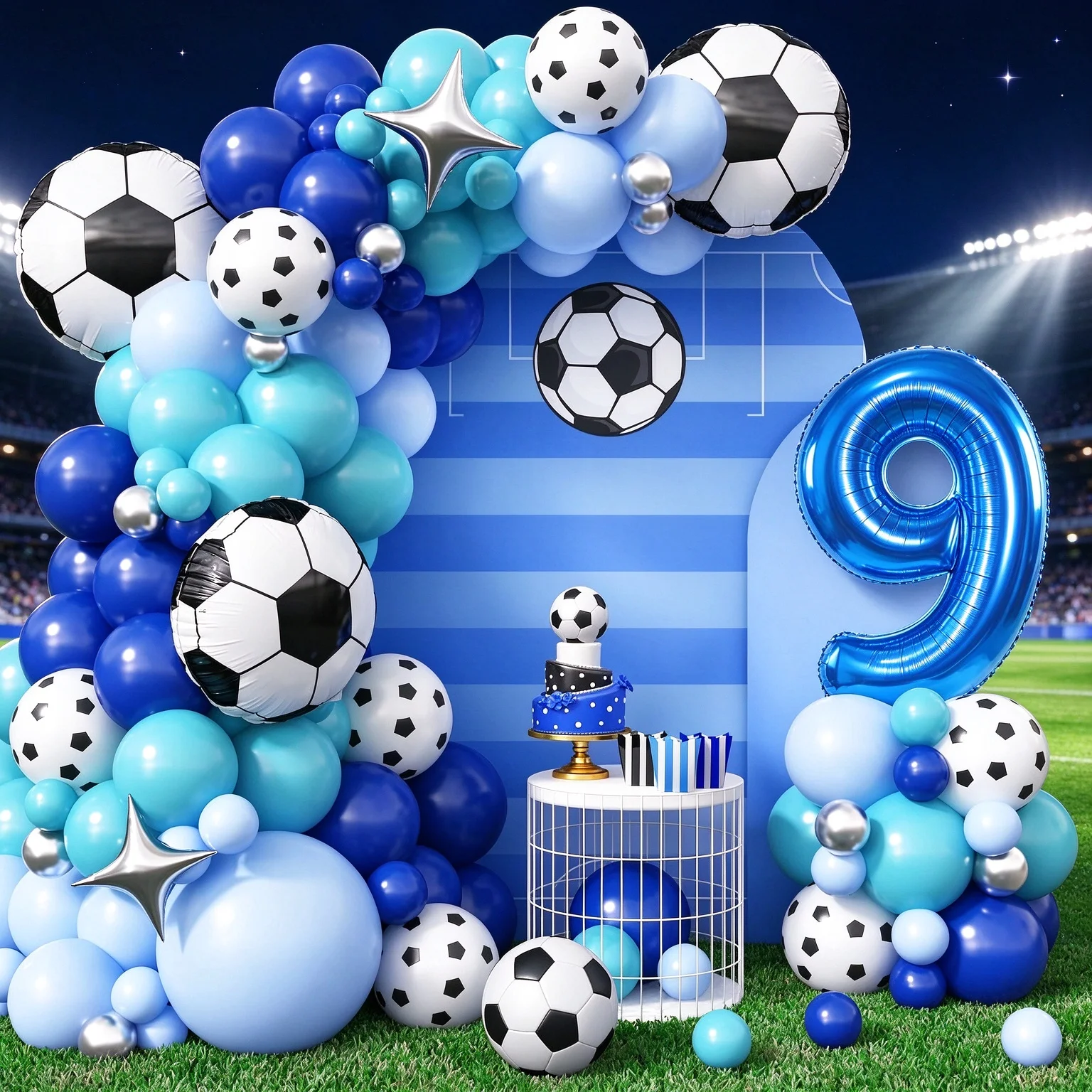 98pcs Football Theme Balloons Latex Arch Kit Birthday Decoration Blue Balloons Garland Sports Party Soccer Foil Globos