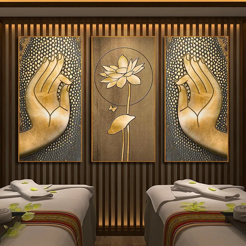Zen Buddhism Flower Thai Southeast Asia Store Posters Picture Canvas Wall Art Home Decor Paintings for Living Room Decoration