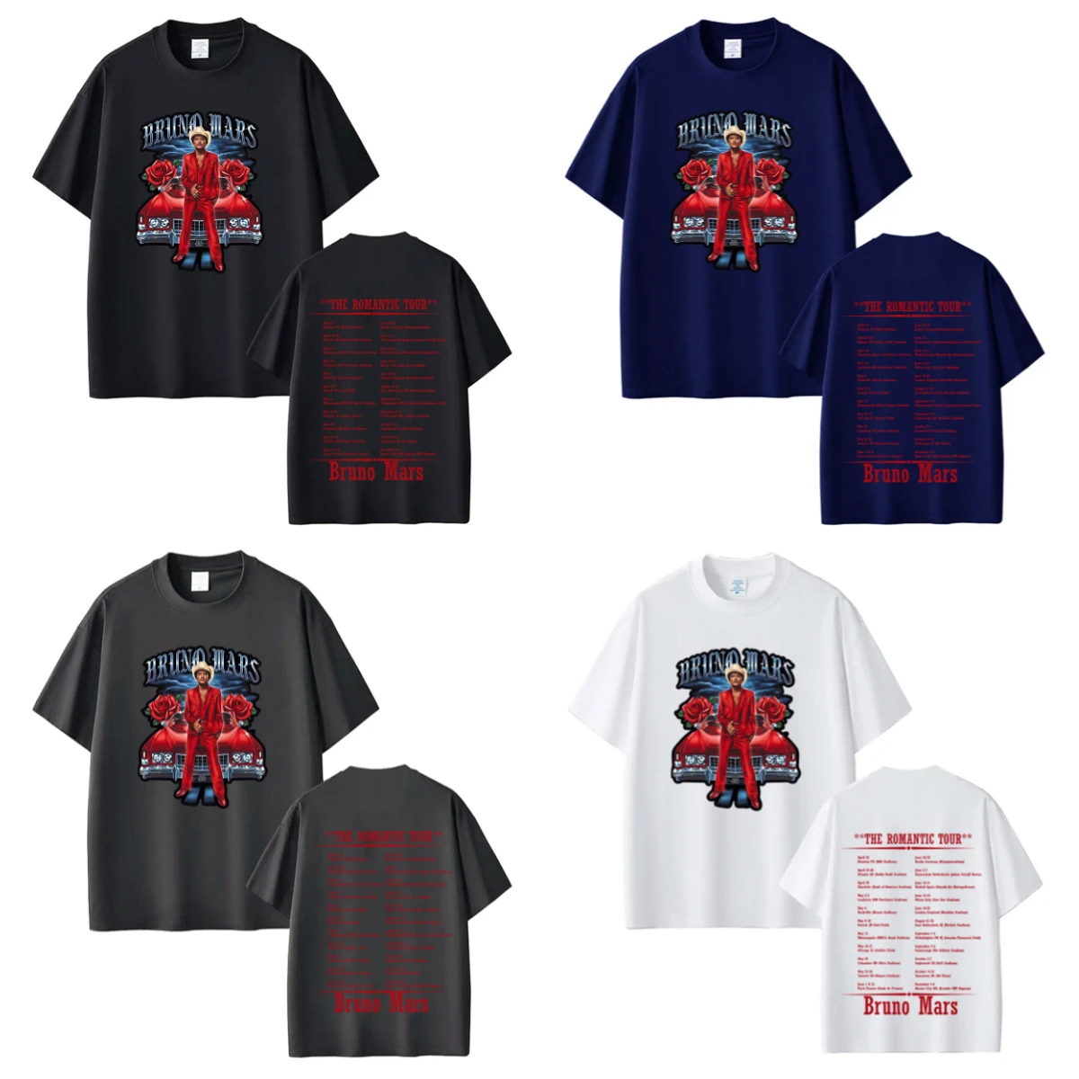 Bruno Mars The Romantic Tour 2026 Print Tees Man Woman Gothic Punk T-shirts Short Sleeve Cotton Loose Casual T-shirts Streetwear