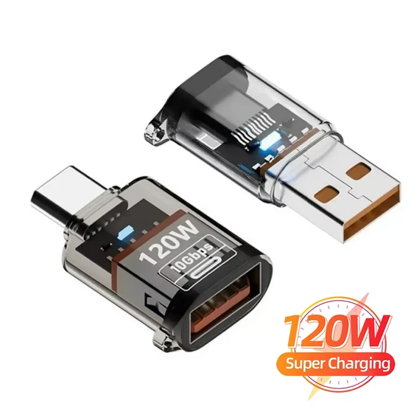 USB 3.2 to Type C Adapter OTG Fast Charging 120W 10GB High Speed Data Audio Transfer For PC Tablet Xiaomi Huawei USB C Converter