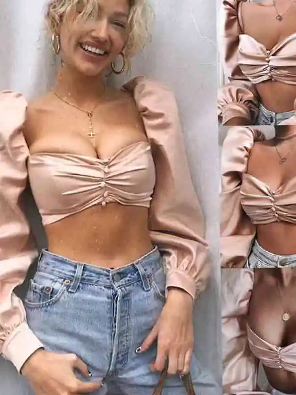 

Ulder Bal Casual ort Crop Tops T-irt Street Sle round Ne ort Sve Color Par Clubwear for Women