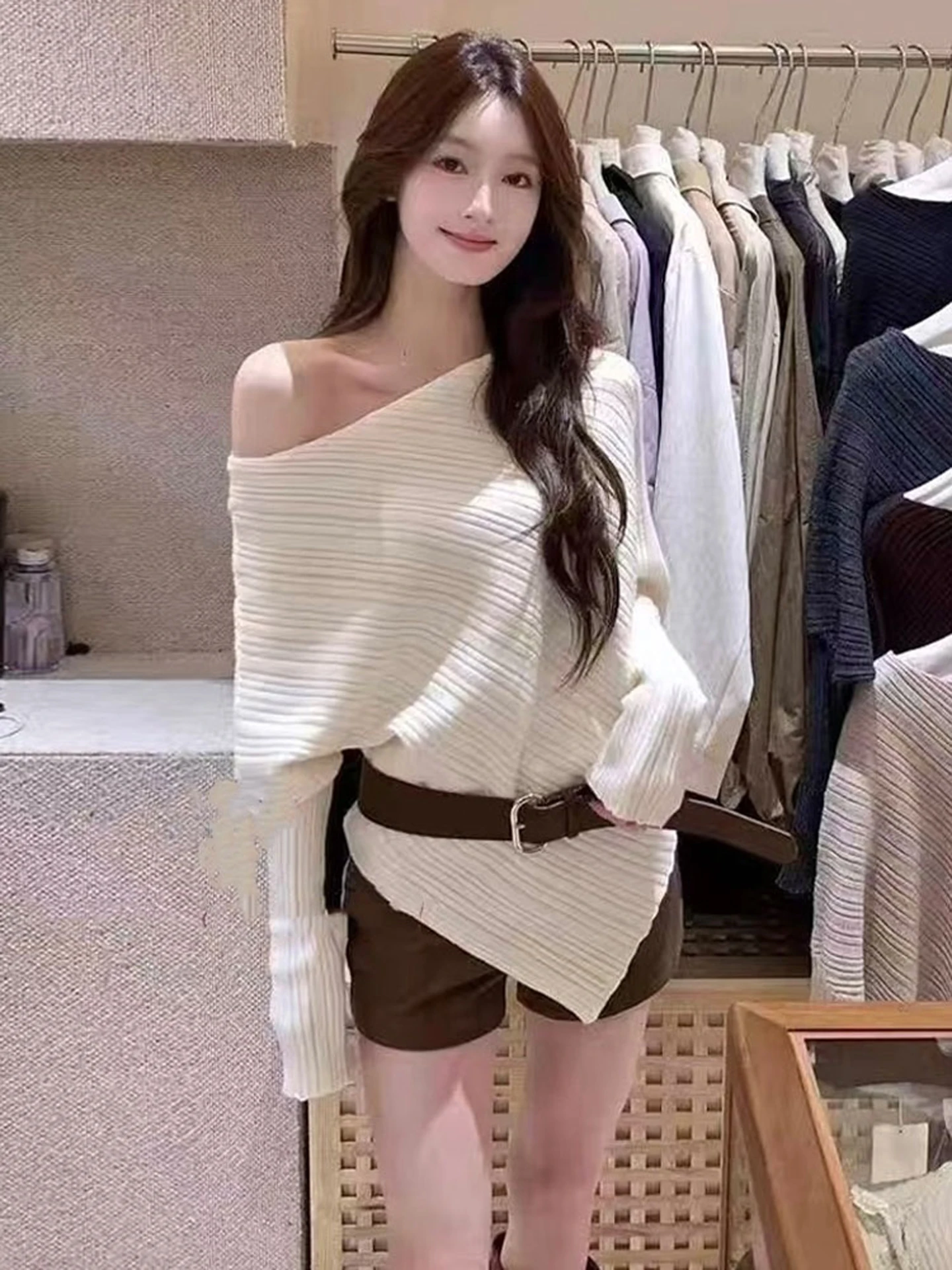 

Светло-лиловый асимметричный вязаный топ с рукавами «летучая мышь» для женщин, повседневный, весенний, новый, свободного кроя, из мягкой ткани, с длинными рукавами