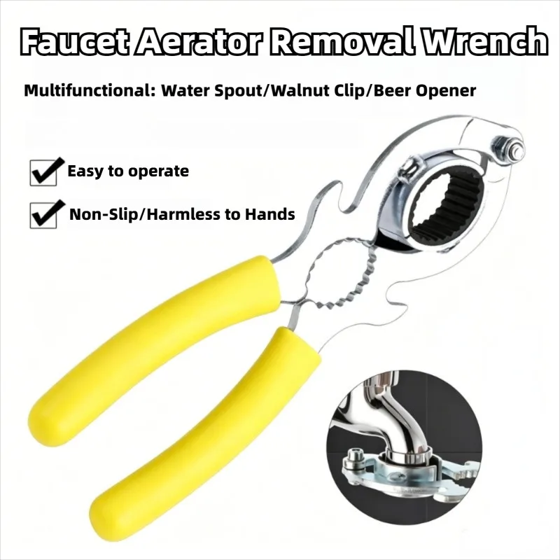 3 In 1 Tool Faucet Bubbler Wrench Bottle Opener and Pliers Kitchen Sink Faucet Aerator & Filter Removal Wrench Repair Spanner