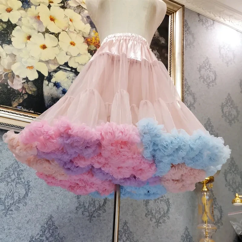 

MAGOGO Daily Boneless Rainbow Underskirt Soft Yarn Candy Support Cotton Cloud Violent Lolita Petticoat