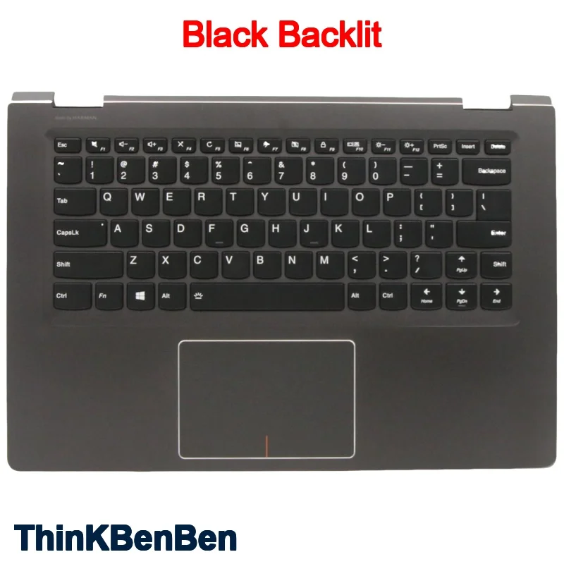 

Black Upper Case Palmrest Shell Cover Backlit Keyboard For Lenovo Ideapad Yoga 510 14 Flex4 1435 1470 1480 5CB0L66081 5CB0L66017