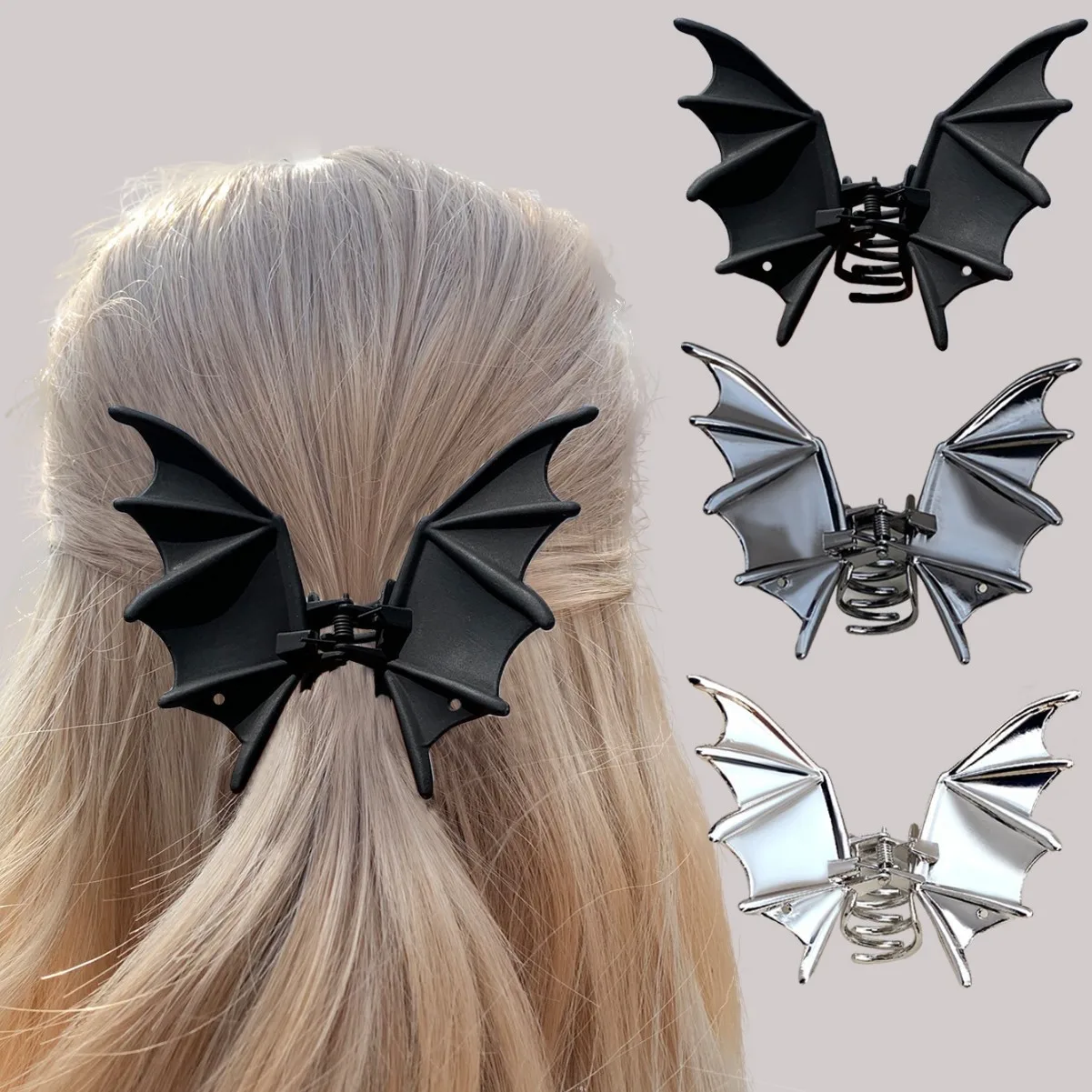 1pc Halloween Party Coole Fledermaus Dame Metall Haarnadel Punk Stil Ball Party Flechten Kleine Design Shark Clip Dress up haar Zubehör – Detail 1
