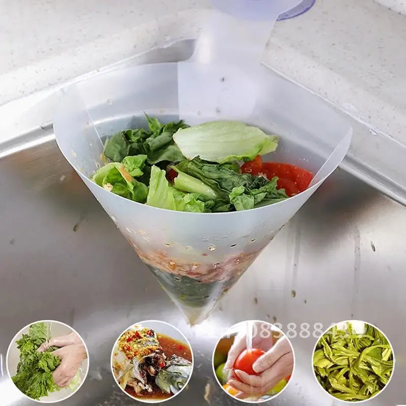 

Foldable Storage Sink Strainer Self-Standing Sink Filter Food Vegetable Sink Stopper Drain Filter Kitchen Anti-Blocking Gadgets