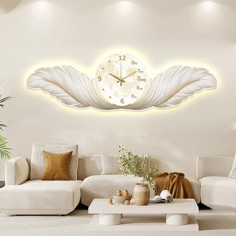 Sense LED Atmosphere Wall Clock High Sofa Background Light Luxury Bedroom Wallclock Kitchen Silent Relogio De Parede Decoration