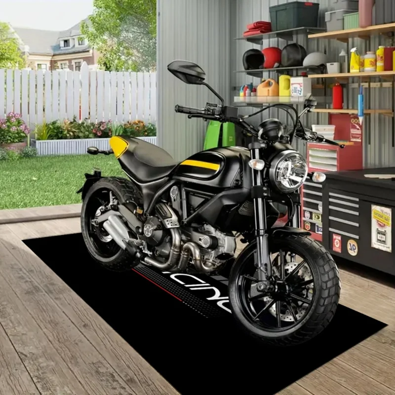 VIKAMA Sport Style Motorcycle Racing Mat Non-Slip Bike Parking Garage Floor Mat Rug Carpet for Motorbike Bicycle Decor